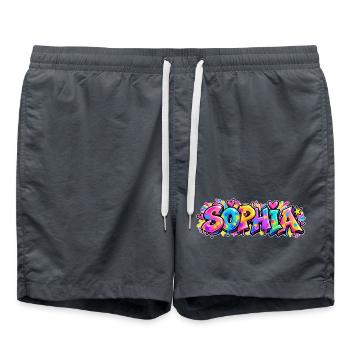 SOPHIA Graffiti Name Street Art Neon Hip Hop - Badeshorts - Anthrazit - Vorne - AI Model Male 185 light (185cm)