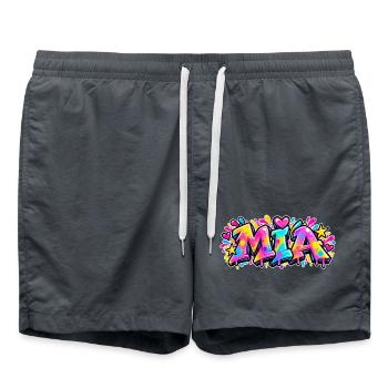 MIA Graffiti Name Street Art Neon Hip Hop - Badeshorts - Anthrazit - Vorne - AI Model Male 185 light (185cm)