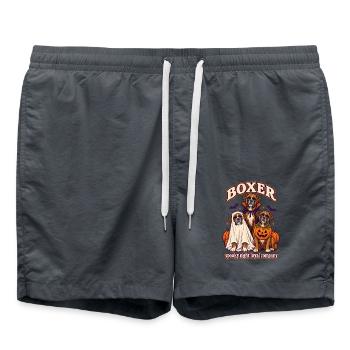 Spooky Night Loyal Company – Boxer-Halloween-Hund - Badeshorts - Anthrazit - Vorne - AI Model Male 185 light (185cm)