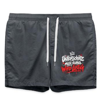 Unterschätz mich ruhig, wird Lustig - Badeshorts - Anthrazit - Vorne - AI Model Male 185 light (185cm)