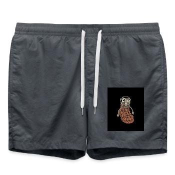 Take the Next Step – Retro Sneaker Poster - Badeshorts - Anthrazit - Vorne - AI Model Male 185 light (185cm)