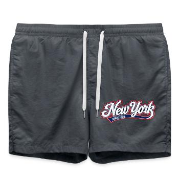 Ney York Lettering - NY  - NYC - USA - Amerika - Badeshorts - Anthrazit - Vorne - AI Model Male 185 light (185cm)