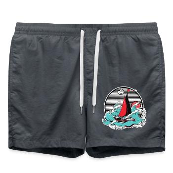 Grafik Segeln - Badeshorts - Anthrazit - Vorne - AI Model Male 185 light (185cm)