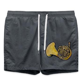 Aquarell-Messinghorn - Badeshorts - Anthrazit - Vorne - AI Model Male 185 light (185cm)