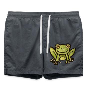 Aquarell Frosch-Anhänger - Badeshorts - Anthrazit - Vorne - AI Model Male 185 light (185cm)