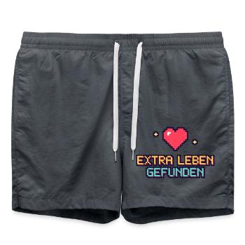 Pixelherz Extra Leben Gefunden - Badeshorts - Anthrazit - Vorne - AI Model Male 185 light (185cm)