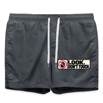 Look, Don't Touch – Retro Warning Design - Badeshorts - Anthrazit - Vorne - AI Model Male 185 light (185cm)