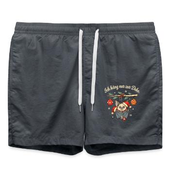 Weihnachten Fledermaus mit Nikolausmütze  - Badeshorts - Anthrazit - Vorne - AI Model Male 185 light (185cm)