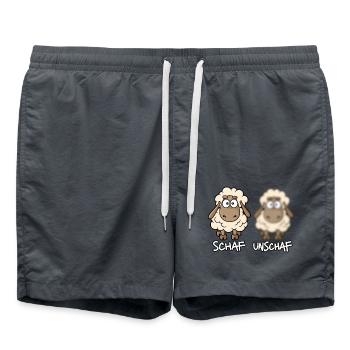 Schaf Unschaf Lustiges Schaf Wortspiel Humor - Badeshorts - Anthrazit - Vorne - AI Model Male 185 light (185cm)