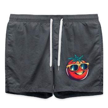 Lachende Tomate mit gelber Sonnenbrille - Badeshorts - Anthrazit - Vorne - AI Model Male 185 light (185cm)