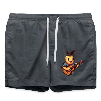 Fröhliche Frucht im Hawaiihemd mit Ukulele - Badeshorts - Anthrazit - Vorne - AI Model Male 185 light (185cm)