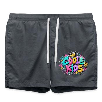 Coole Kids Graffiti Spritzer - Badeshorts - Anthrazit - Vorne - AI Model Male 185 light (185cm)