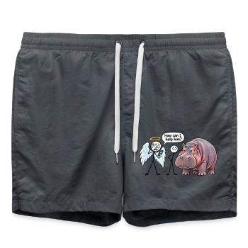 Veralteter Schutzengel und Nilpferd – Humor - Badeshorts - Anthrazit - Vorne - AI Model Male 185 light (185cm)