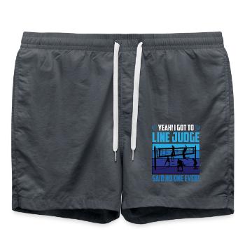 Line Judge? Said No One Ever – Volleyball Humor - Badeshorts - Anthrazit - Vorne - AI Model Male 185 light (185cm)
