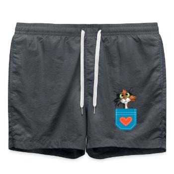Kätzchen-in-deiner Taschenherz-Thema - Badeshorts - Anthrazit - Vorne - AI Model Male 185 light (185cm)