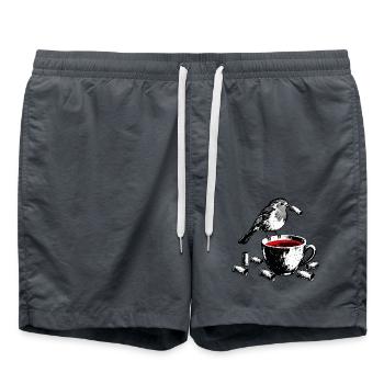 Spionvogel über Kaffee - Badeshorts - Anthrazit - Vorne - AI Model Male 185 light (185cm)