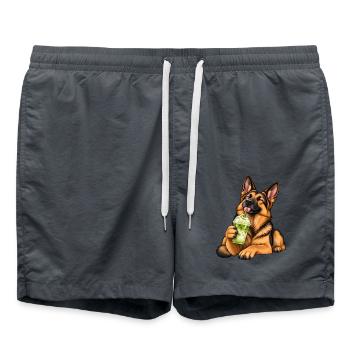 Deutscher Schäferhund mit Matcha Latte - Badeshorts - Anthrazit - Vorne - AI Model Male 185 light (185cm)