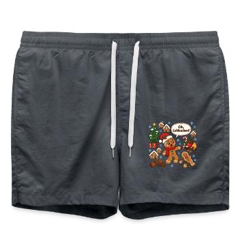 oh Lebkuchen lustige Weihnachten Kuchen Sprüche - Badeshorts - Anthrazit - Vorne - AI Model Male 185 light (185cm)