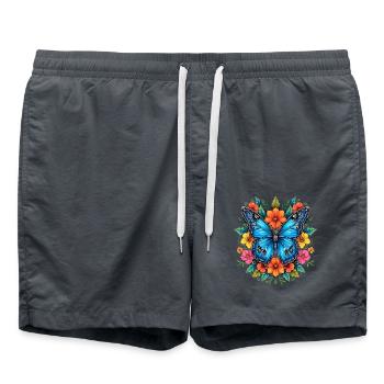 Blaues Schmetterling im Blumenring - Badeshorts - Anthrazit - Vorne - AI Model Male 185 light (185cm)