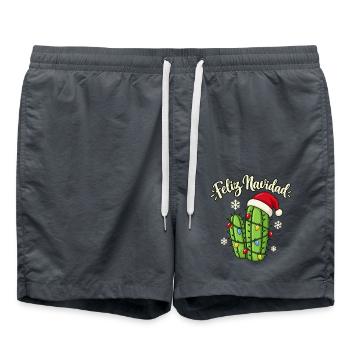 Feliz Navidad – Weihnachtskaktus mit bunter Lichte - Badeshorts - Anthrazit - Vorne - AI Model Male 185 light (185cm)