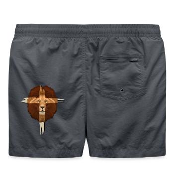 Löwe Kreuz Christliches Geschenk - Badeshorts - Anthrazit - Hinten