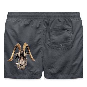 Rauchende Ziege mit Zigarette Lustiges Tier Spruch - Badeshorts - Anthrazit - Hinten