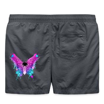 Schmetterling Aquarell  - Badeshorts - Anthrazit - Hinten