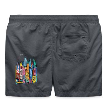 NYC Rainbow Cityscape StreetArt - Badeshorts - Anthrazit - Hinten