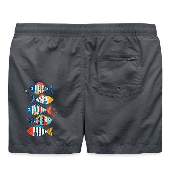Bunte Fische mit Meeresmotiven - Badeshorts - Anthrazit - Hinten