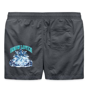 Snow Lover – Schneeflocke Winter Berge Aquarell - Badeshorts - Anthrazit - Hinten