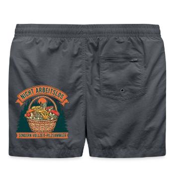 Nicht Arbeitslos: Vollzeit-Pilzsammler - Badeshorts - Anthrazit - Hinten