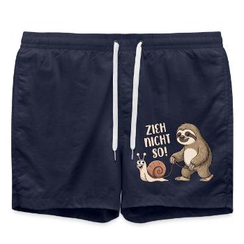 Zieh nicht so - Schnecke und Faultier - Badeshorts - French Navy - Vorne - AI Model Male 185 light (185cm)