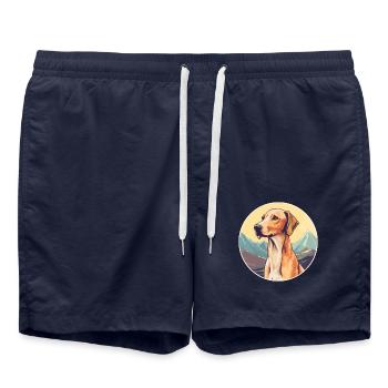 Alter kroatischer Windhund Hunderasse Cartoon Kawaii W - Badeshorts - French Navy - Vorne - AI Model Male 185 light (185cm)