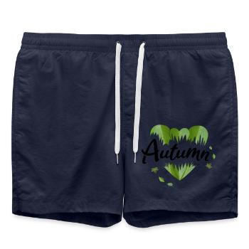 Herbst Herbstblätter Blätter - Badeshorts - French Navy - Vorne - AI Model Male 185 light (185cm)
