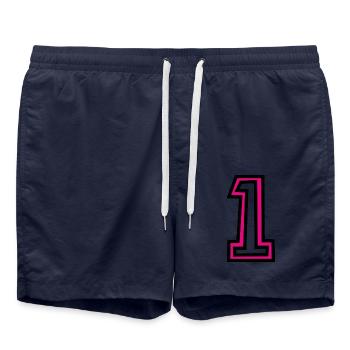 1. 1 YEAR. 1st ANNIVERSARY. 1 YEAR BIRTHDAY - Swim Trunks - french navy - Front - AI Model Male 185 light (185cm)