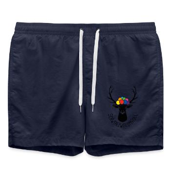 Hirsch Schwarzwaldmädel schwarz - Badeshorts - French Navy - Vorne - AI Model Male 185 light (185cm)