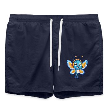 Butterfly Funny Cartoon Character Headphone Music - Swim Trunks - french navy - Front - AI Model Male 185 light (185cm)