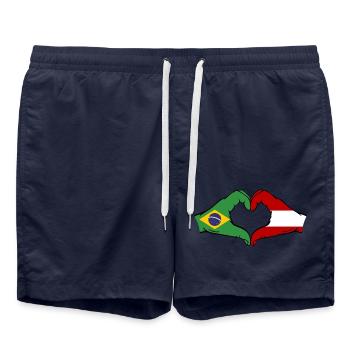Brasilien Österreich Flagge Haende Herzform - Badeshorts - French Navy - Vorne - AI Model Male 185 light (185cm)