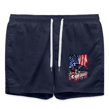 Vintage-Truck Patriot Flagge - Badeshorts - French Navy - Vorne - AI Model Male 185 light (185cm)