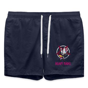 Heavy Mädel Metal Einhorn Mädchen Rock - Badeshorts - French Navy - Vorne - AI Model Male 185 light (185cm)