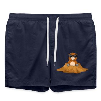 Maulwurf, Garten - Badeshorts - French Navy - Vorne - AI Model Male 185 light (185cm)