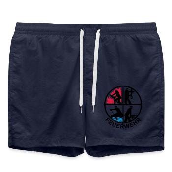 Feuerwehr 4 Logo 1 - Badeshorts - French Navy - Vorne - AI Model Male 185 light (185cm)