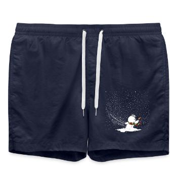 Schneemann im Sturm - Badeshorts - French Navy - Vorne - AI Model Male 185 light (185cm)