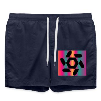 KUNST. GEEK. WEINLESE. GRAFIK. MANGA. ASIEN - Badeshorts - French Navy - Vorne - AI Model Male 185 light (185cm)