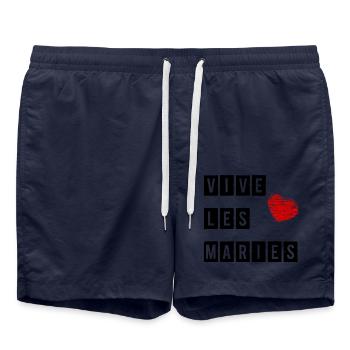 HEIRAT. ES LEBE DIE MARIES. HERZ. ICH LIEBE DICH. ICH LIEBE - Badeshorts - French Navy - Vorne - AI Model Male 185 light (185cm)