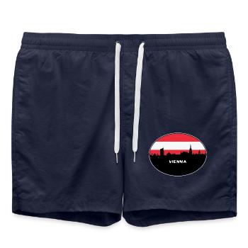 Wien Österreich Flagge Skyline Silhouette Reisen - Badeshorts - French Navy - Vorne - AI Model Male 185 light (185cm)