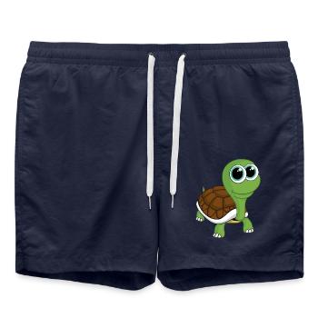 Comic Schildkröte - Badeshorts - French Navy - Vorne - AI Model Male 185 light (185cm)
