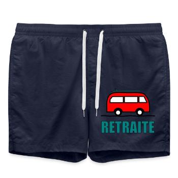 GUTER RUHESTAND. GLÜCKLICHEN RUHESTAND. Lebe den Ruhestand - Badeshorts - French Navy - Vorne - AI Model Male 185 light (185cm)
