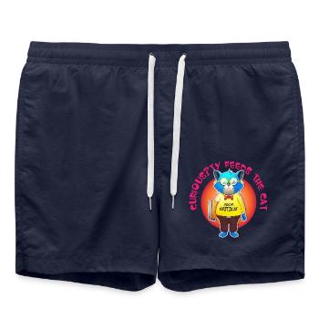 Neugier füttert die Katze - Badeshorts - French Navy - Vorne - AI Model Male 185 light (185cm)