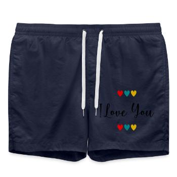I LOVE YOU. - Badeshorts - French Navy - Vorne - AI Model Male 185 light (185cm)